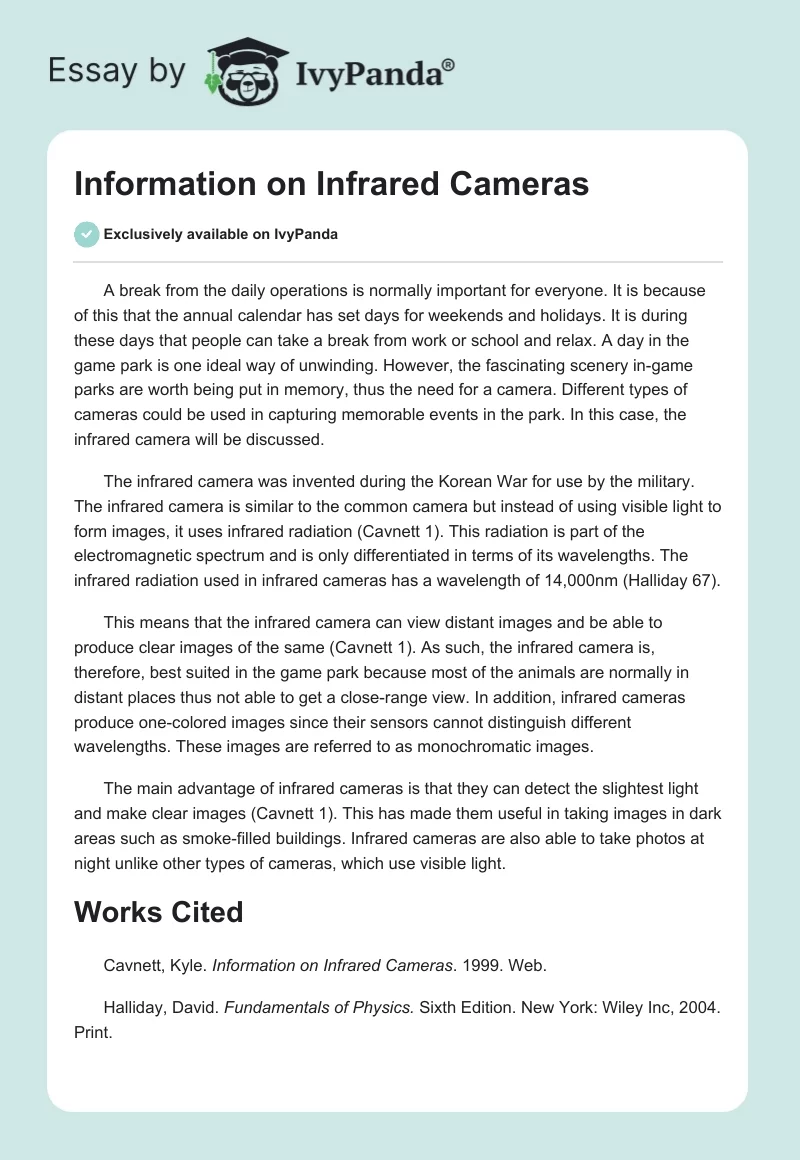 Information on Infrared Cameras. Page 1