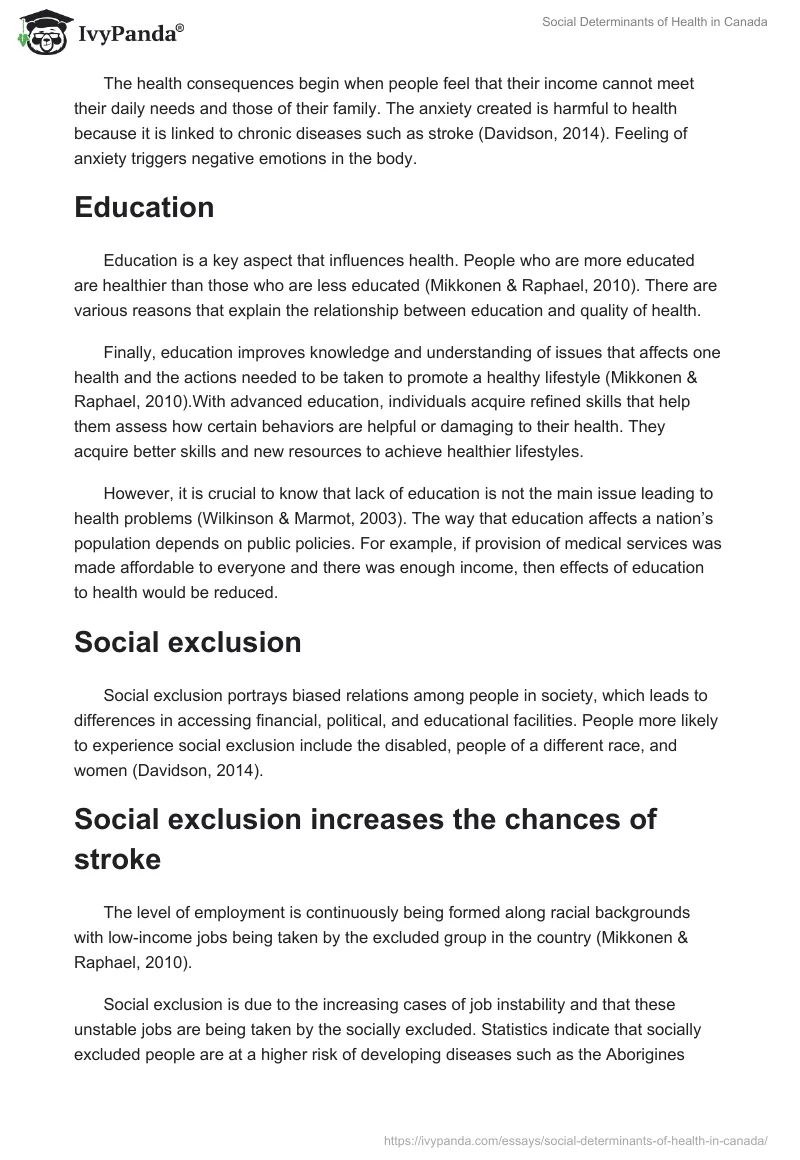 Social Determinants of Health in Canada. Page 3