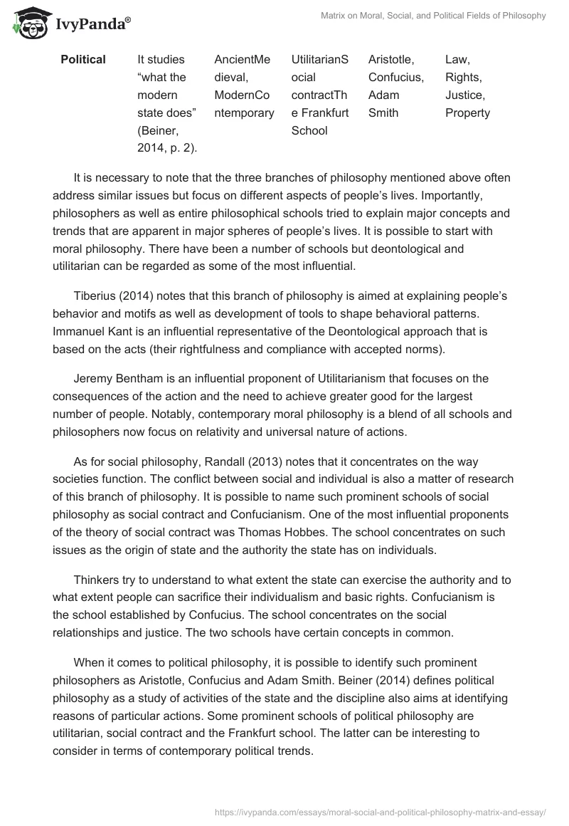 Matrix on Moral, Social, and Political Fields of Philosophy. Page 2