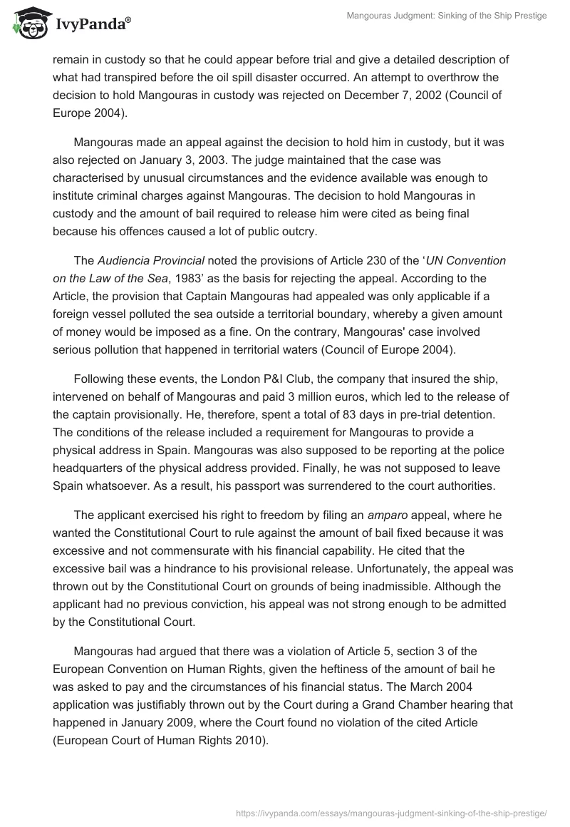 Mangouras Judgment: Sinking of the Ship Prestige. Page 2