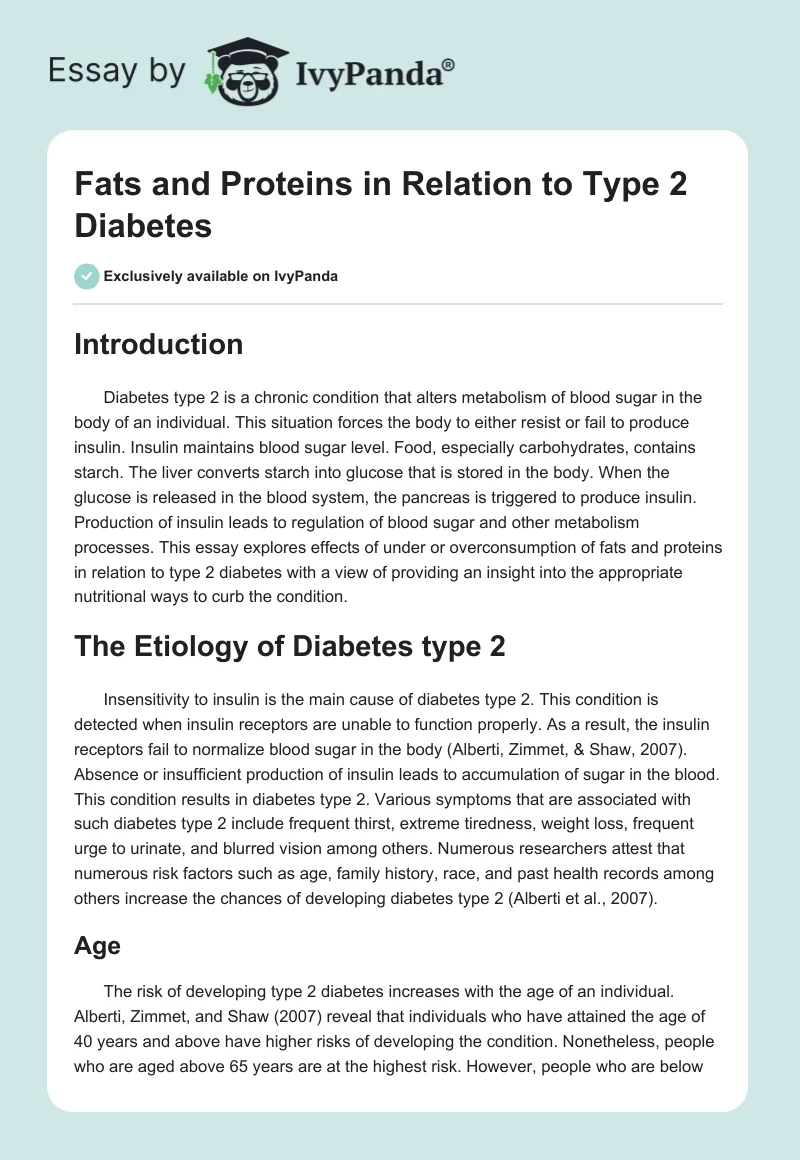 Fats and Proteins in Relation to Type 2 Diabetes. Page 1