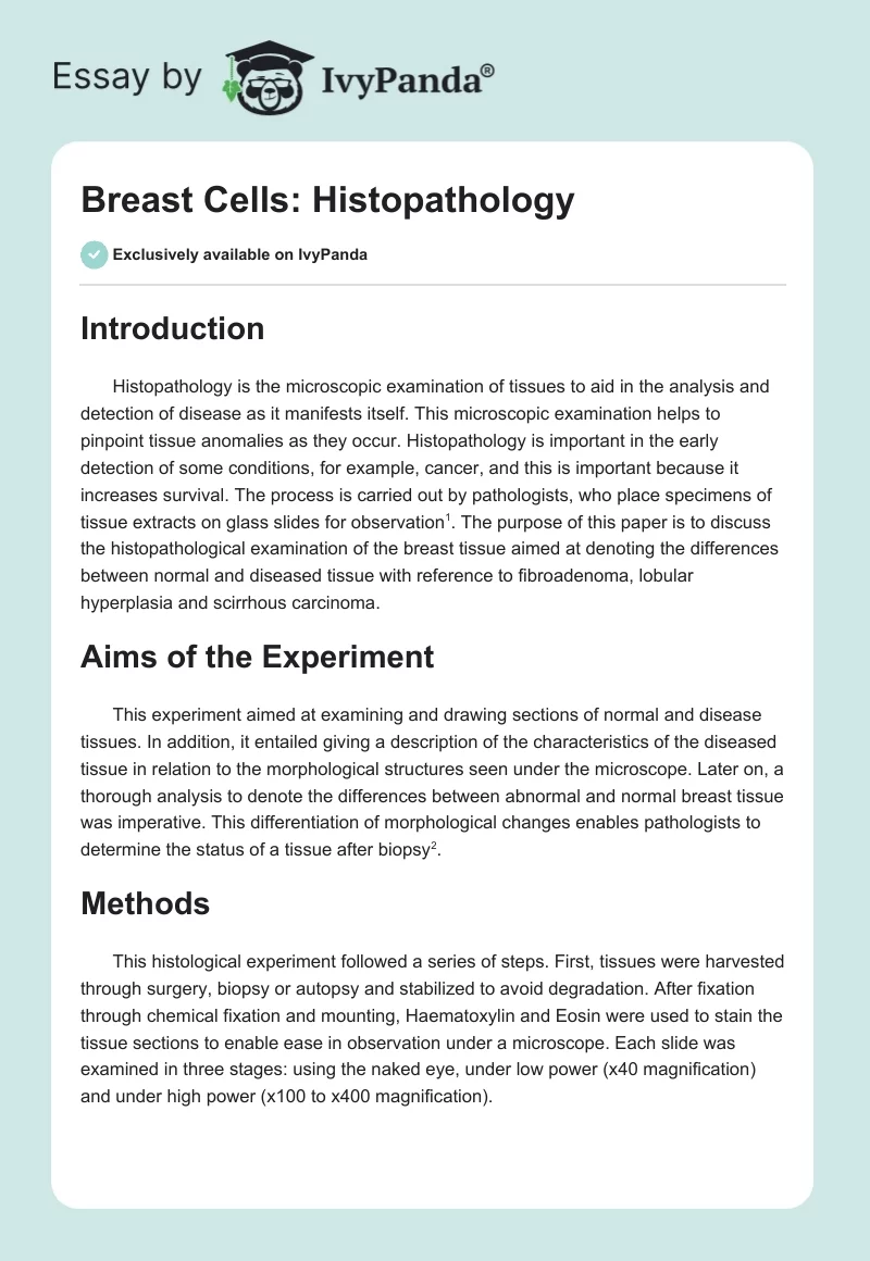 Breast Cells: Histopathology. Page 1