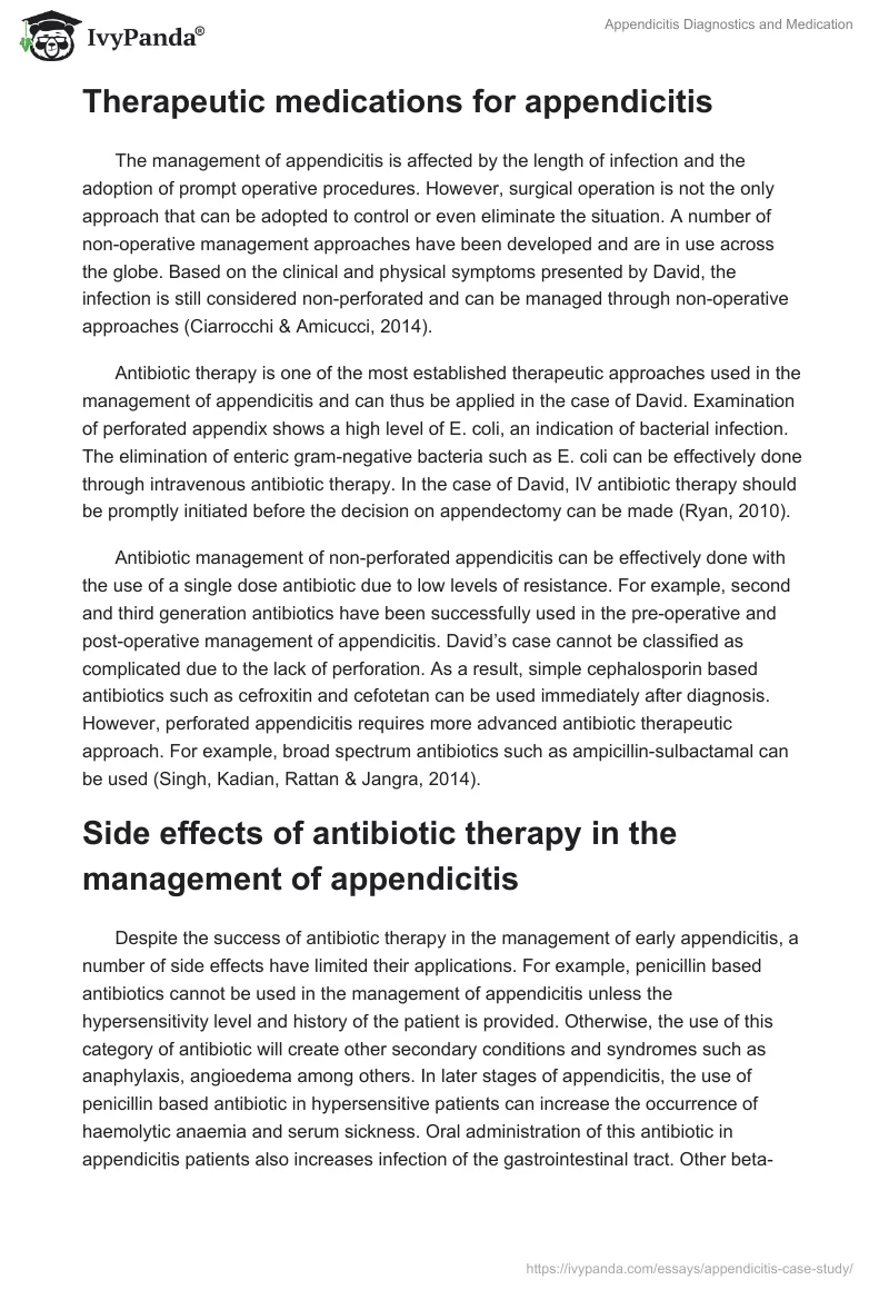 Appendicitis Diagnostics and Medication. Page 3