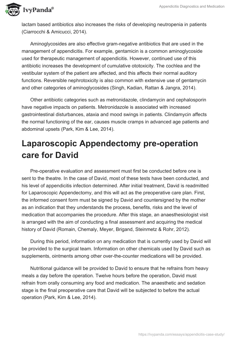 Appendicitis Diagnostics and Medication. Page 4