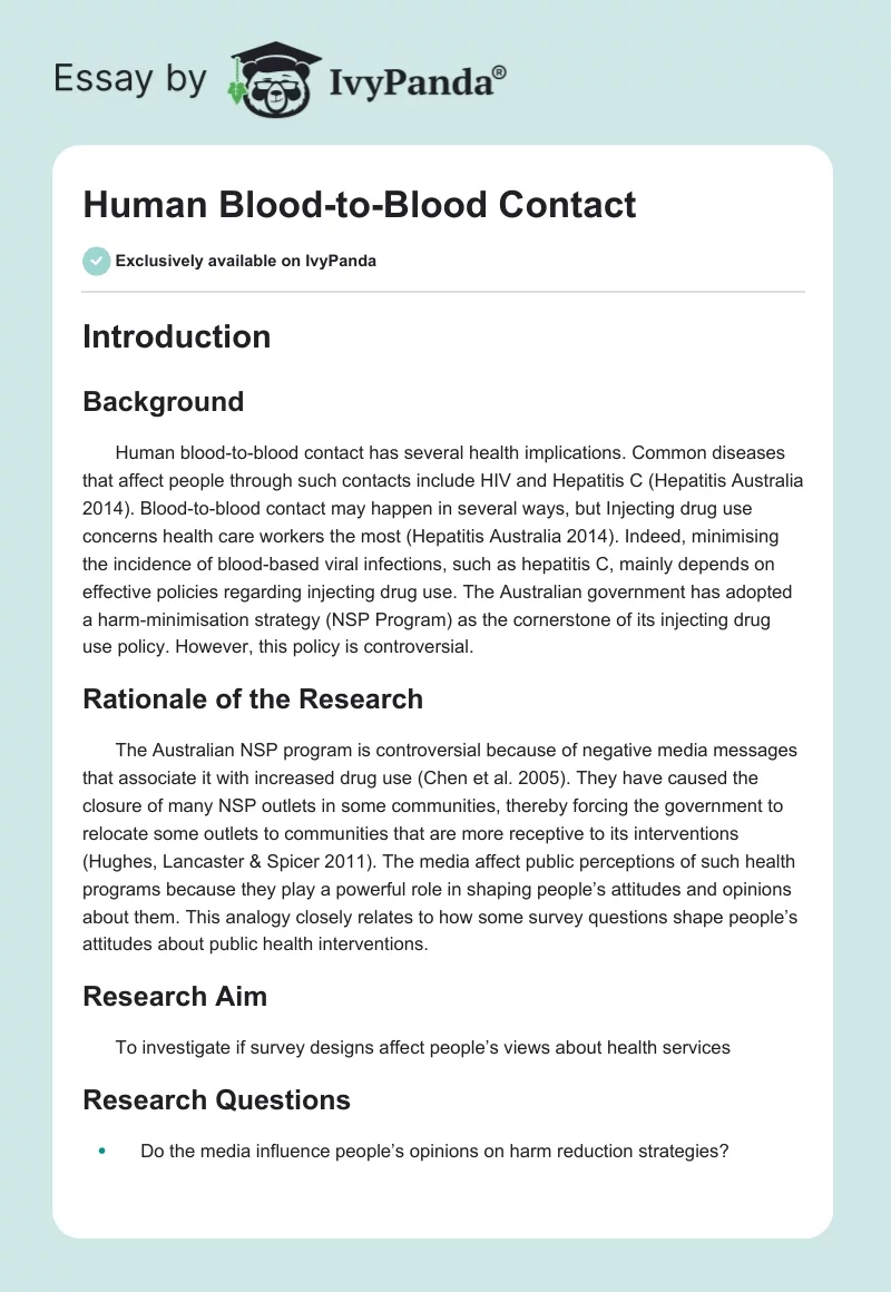 Human Blood-to-Blood Contact. Page 1