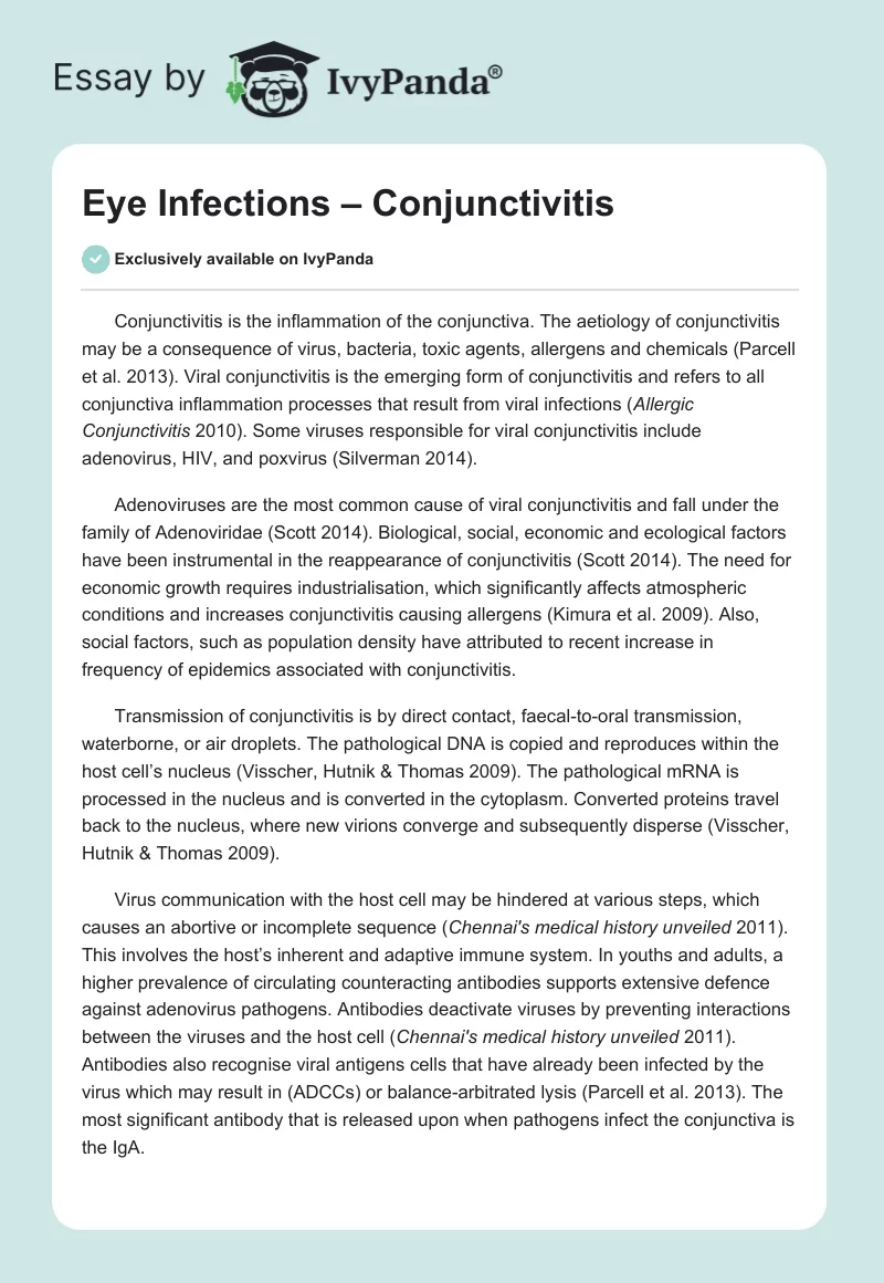 Eye Infections – Conjunctivitis. Page 1