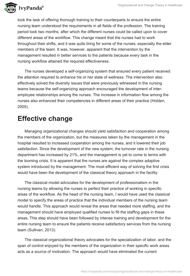 Organizational and Change Theory in Healthcare. Page 2
