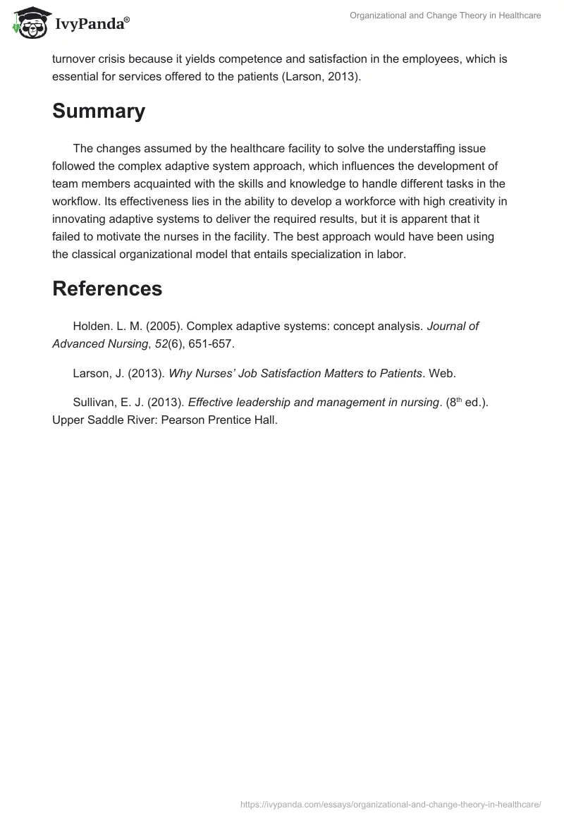 Organizational and Change Theory in Healthcare. Page 3