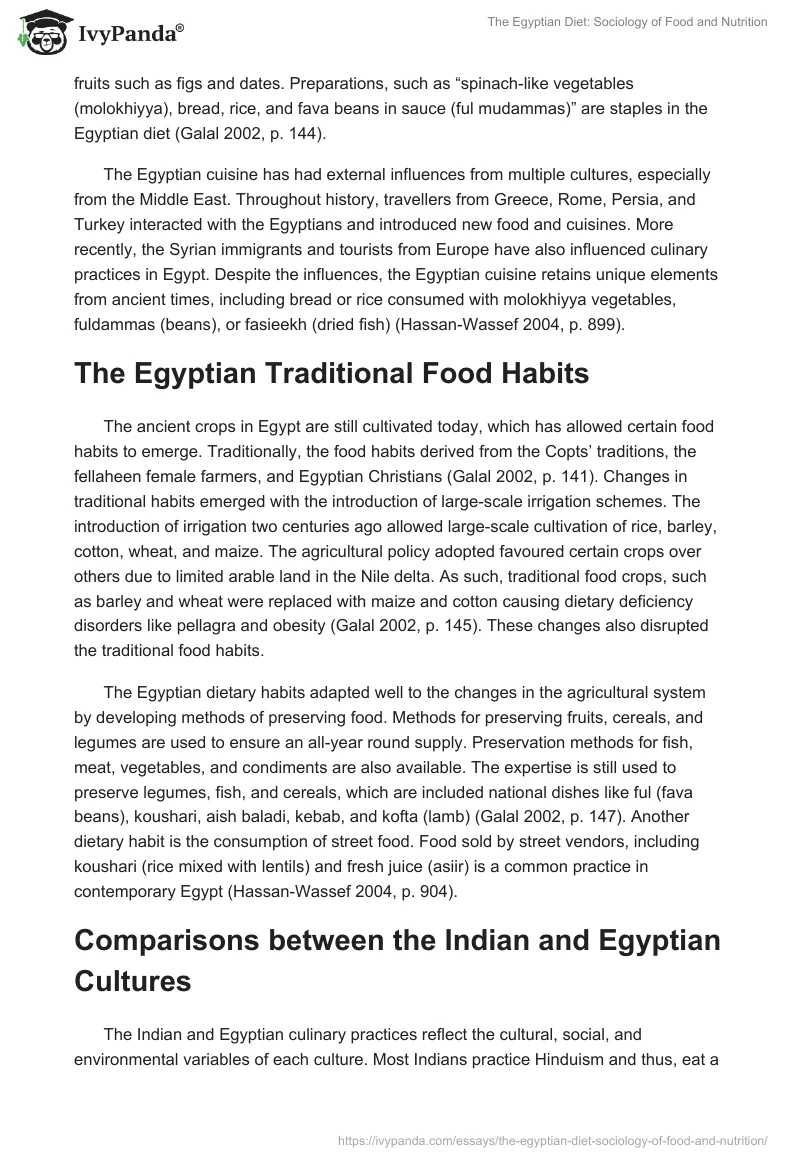 The Egyptian Diet: Sociology of Food and Nutrition. Page 3