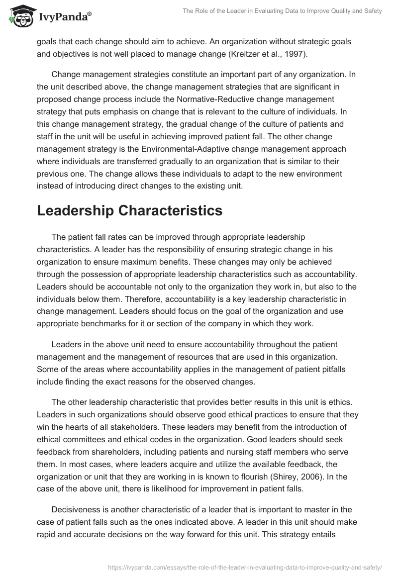 The Role of the Leader in Evaluating Data to Improve Quality and Safety. Page 3