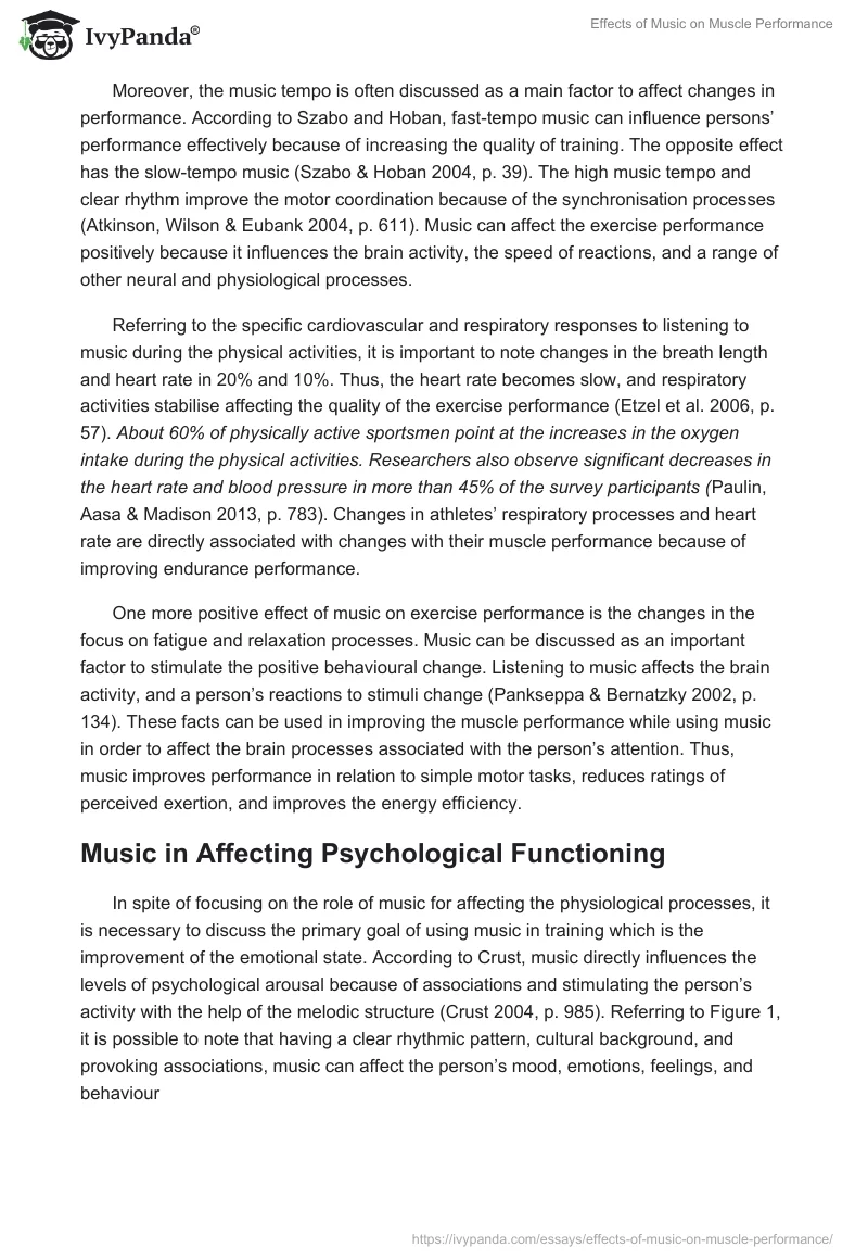 Effects of Music on Muscle Performance. Page 2