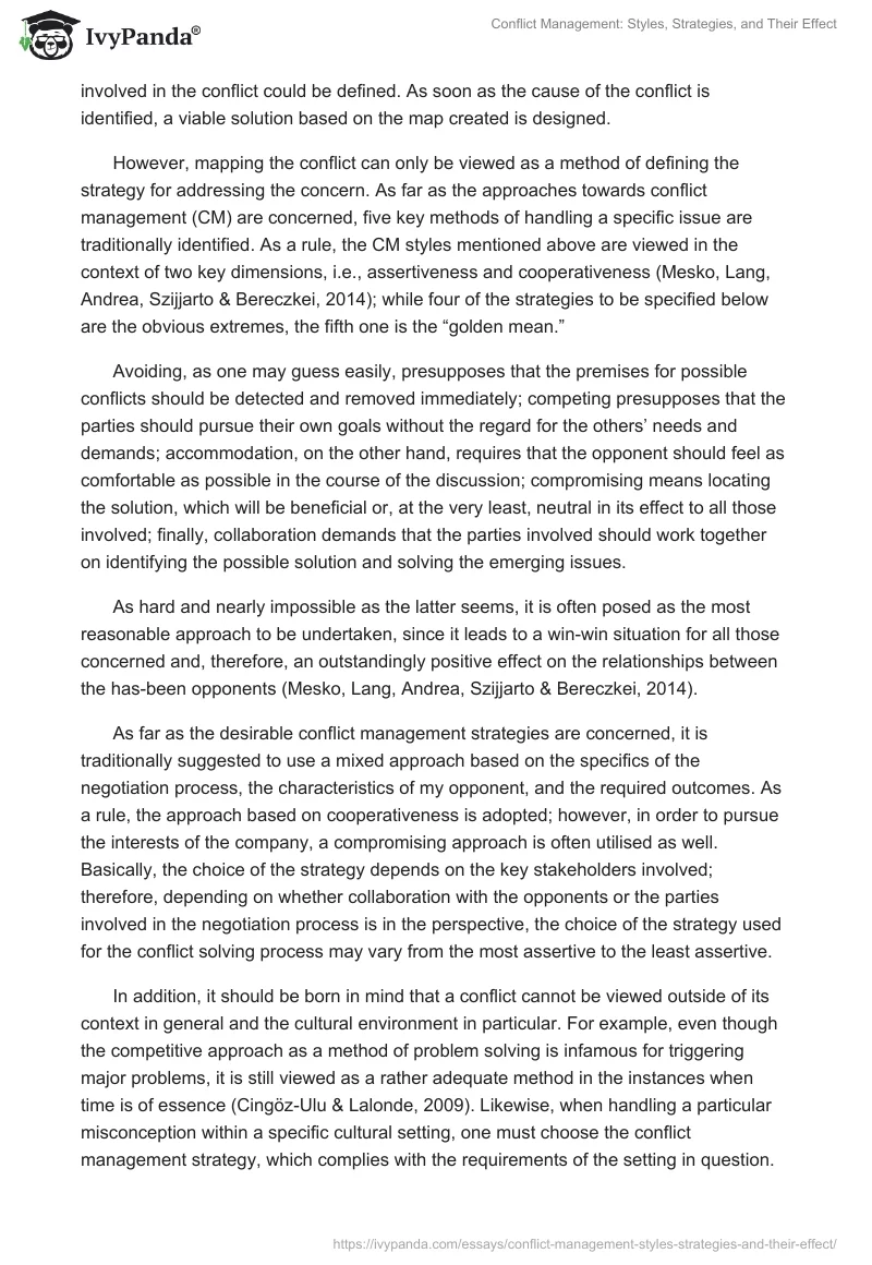 Conflict Management: Styles, Strategies, and Their Effect. Page 2