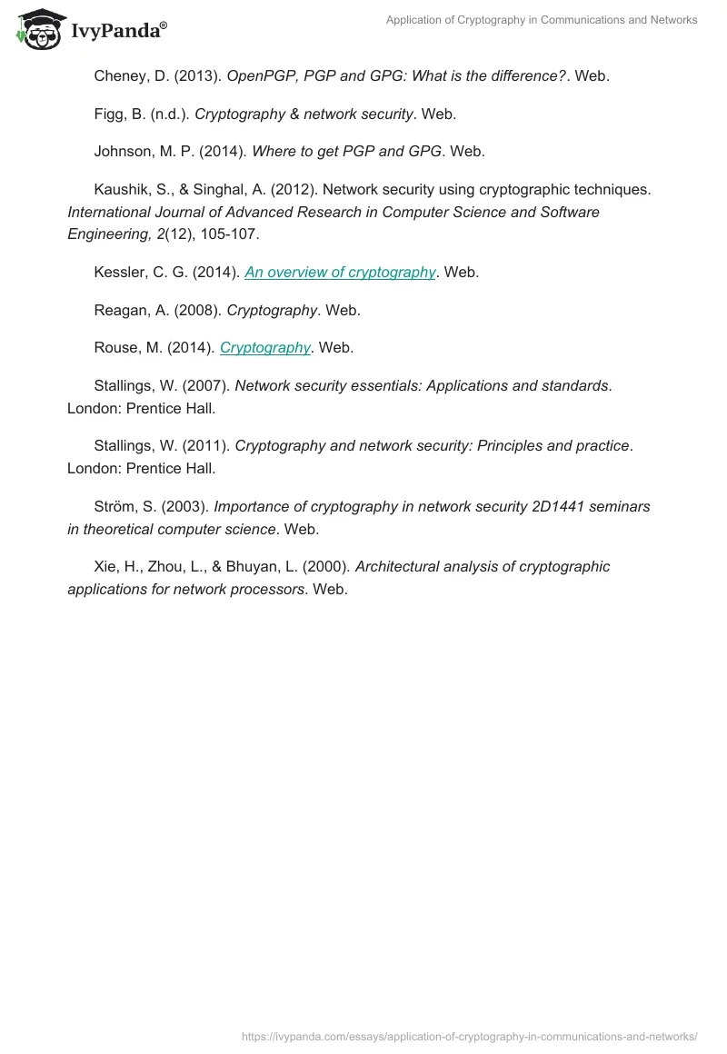 Application of Cryptography in Communications and Networks. Page 5