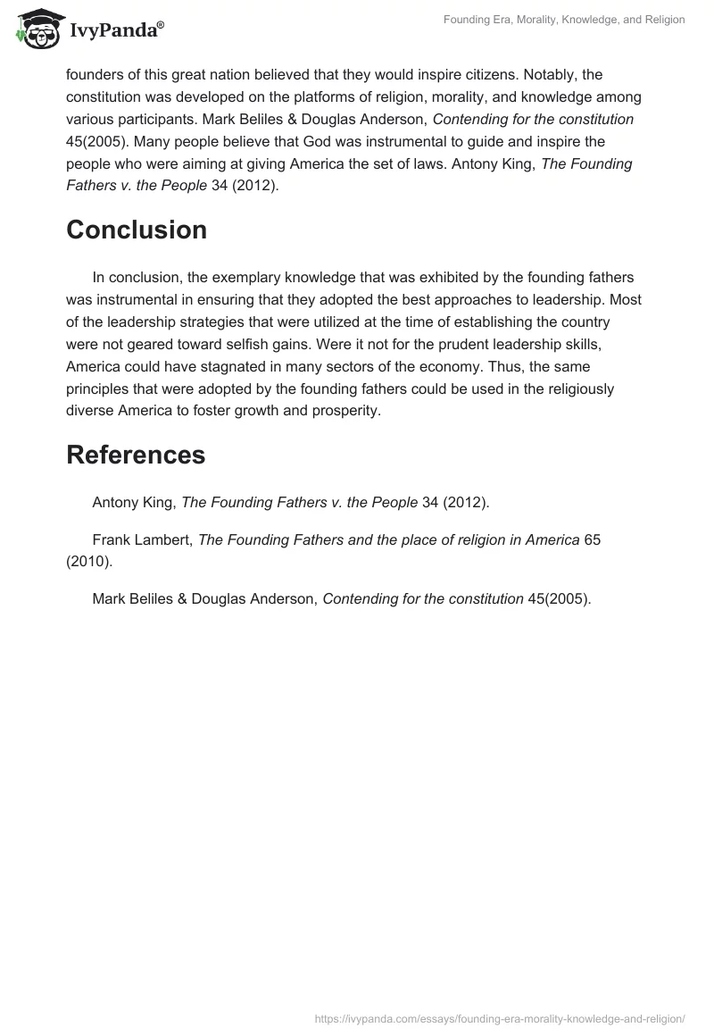 Founding Era, Morality, Knowledge, and Religion. Page 2