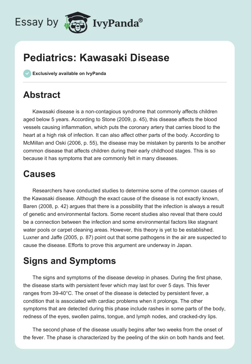 Pediatrics: Kawasaki Disease. Page 1
