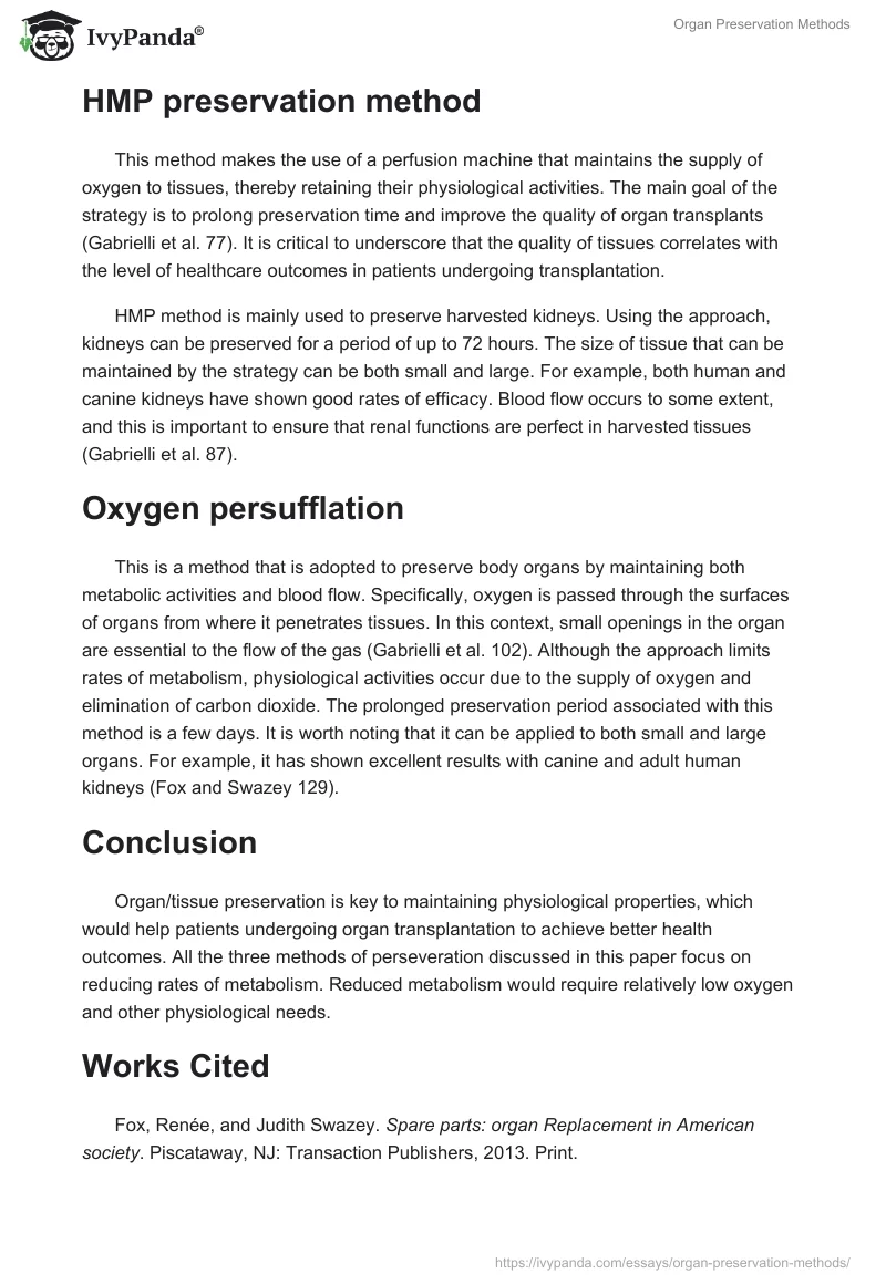 Organ Preservation Methods. Page 2