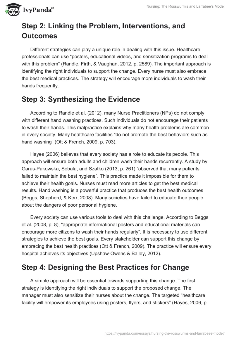 Nursing: The Rosswurm's and Larrabee’s Model. Page 2