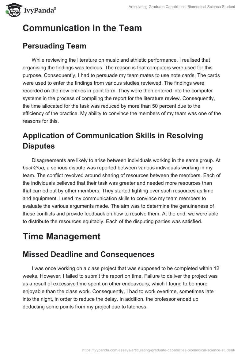 Articulating Graduate Capabilities: Biomedical Science Student. Page 3