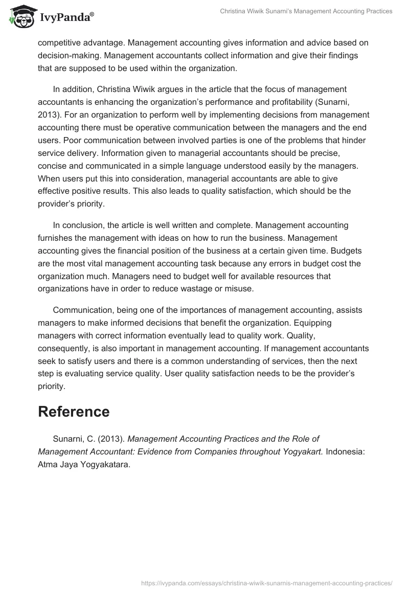 Christina Wiwik Sunarni’s Management Accounting Practices. Page 2