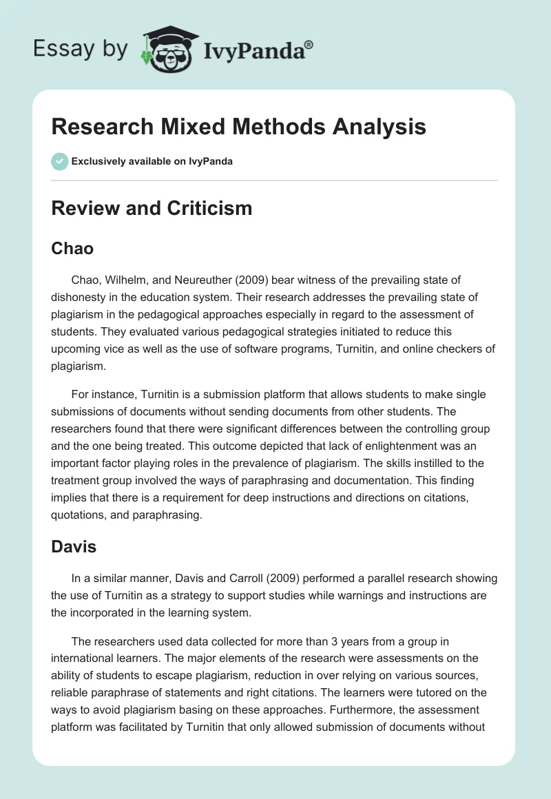 Research Mixed Methods Analysis. Page 1