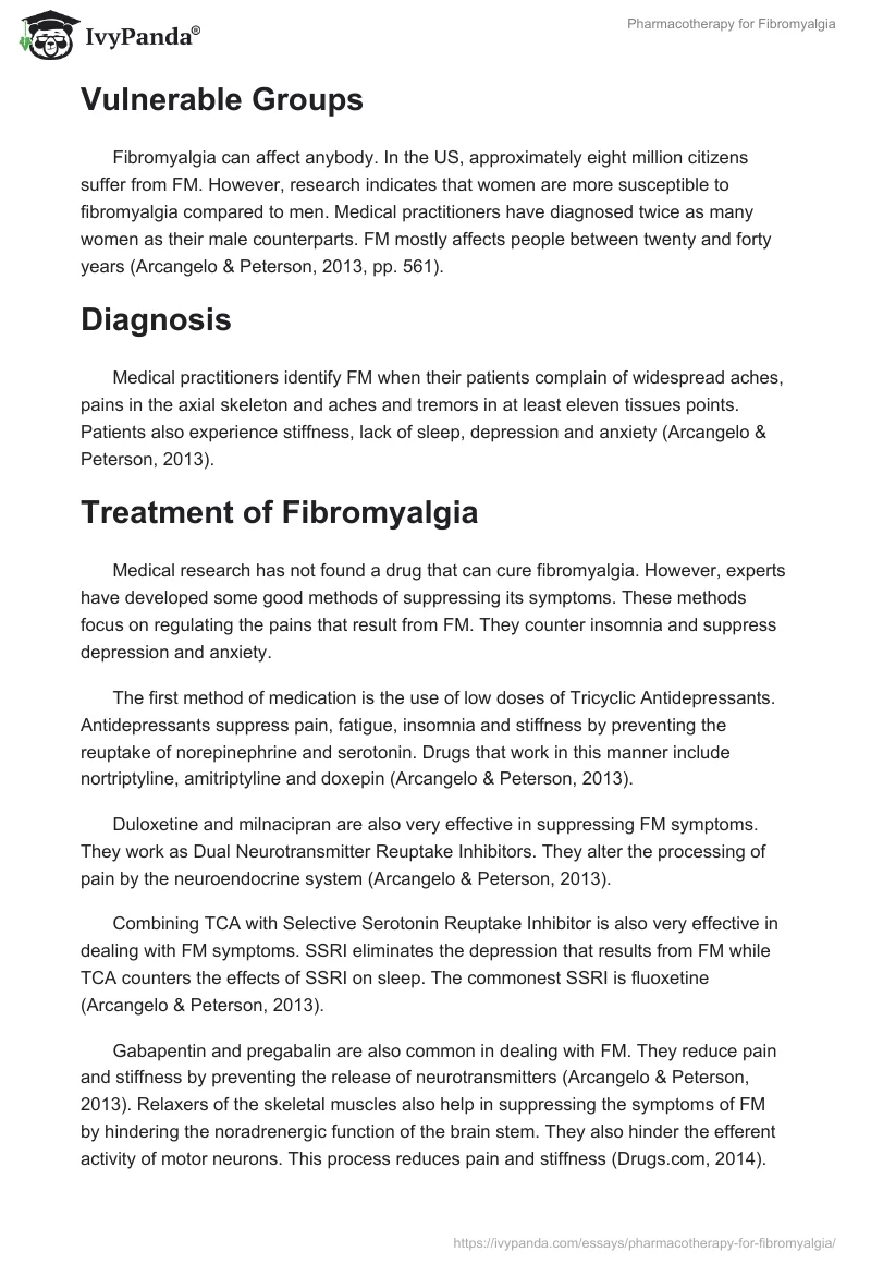 Pharmacotherapy for Fibromyalgia. Page 2