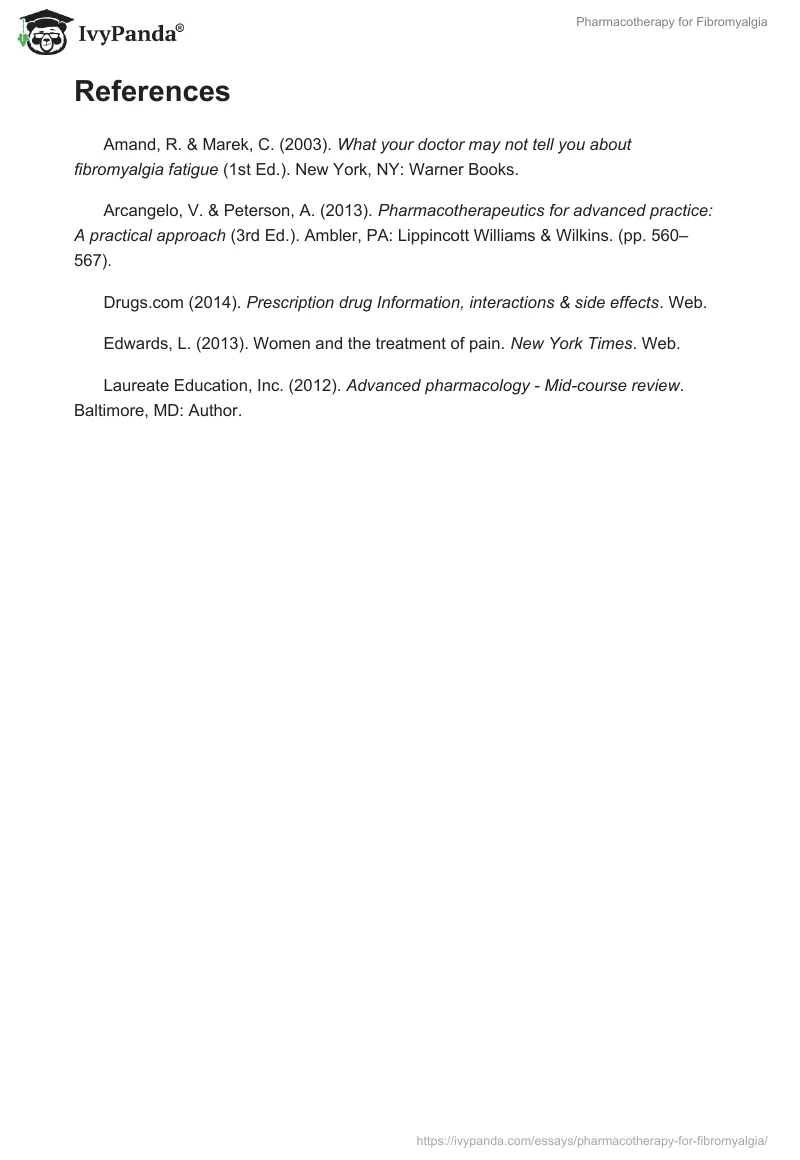 Pharmacotherapy for Fibromyalgia. Page 4