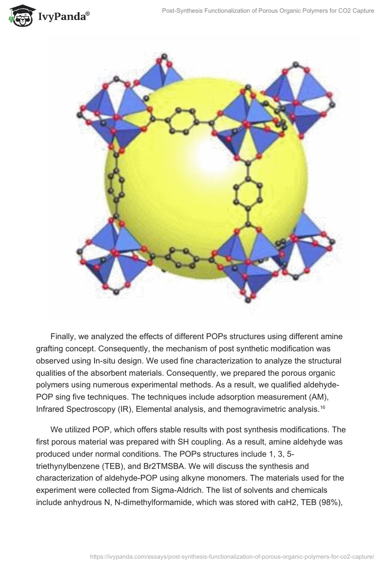 Post-Synthesis Functionalization of Porous Organic Polymers for CO2 Capture. Page 5
