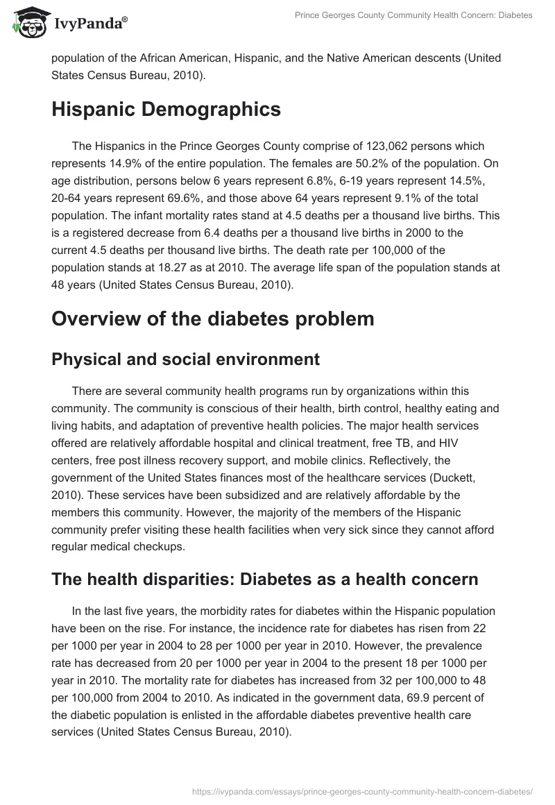 Prince Georges County Community Health Concern: Diabetes. Page 2