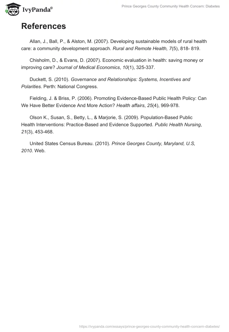 Prince Georges County Community Health Concern: Diabetes. Page 5