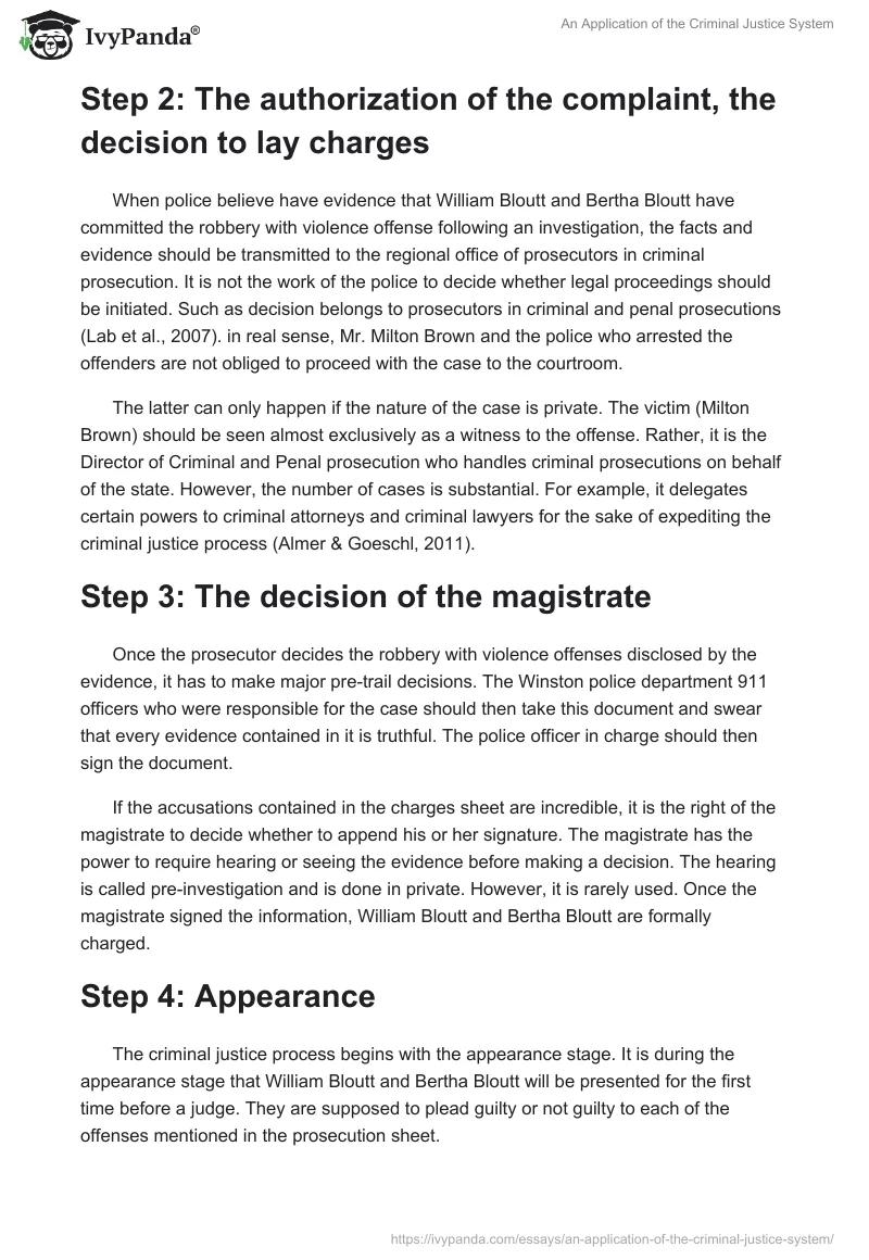 An Application of the Criminal Justice System. Page 2