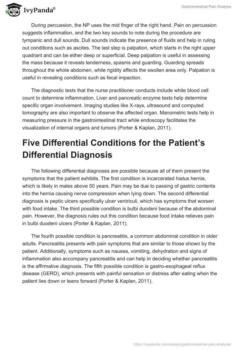 Gastrointestinal Pain Analysis. Page 2