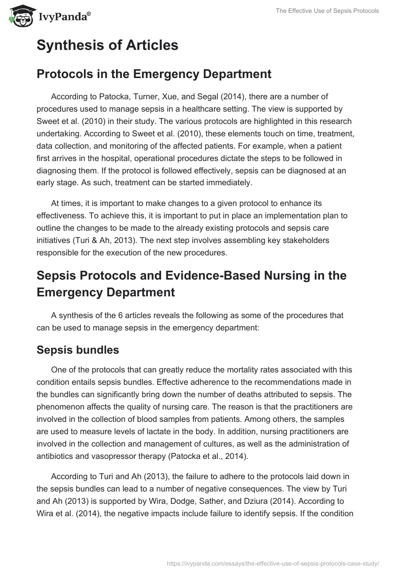 The Effective Use of Sepsis Protocols. Page 2