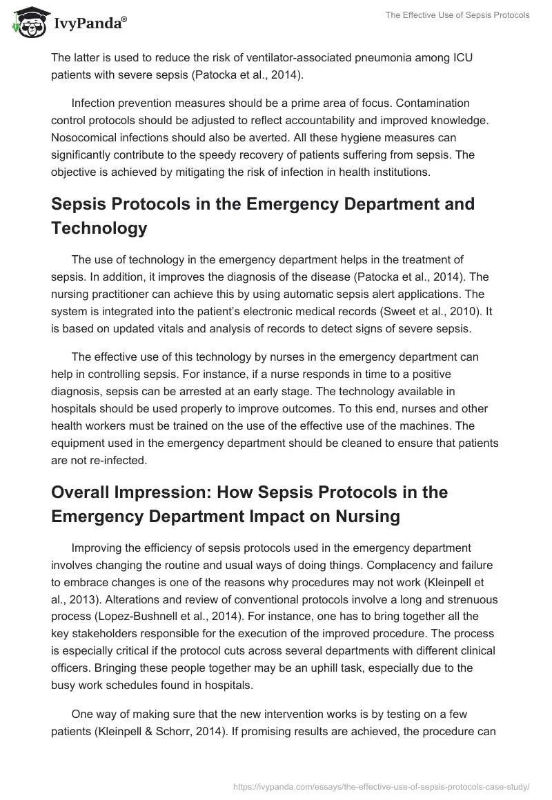 The Effective Use of Sepsis Protocols. Page 5