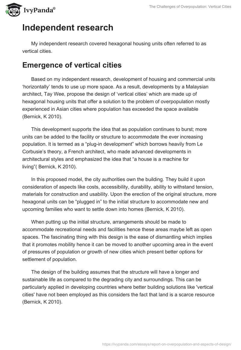 The Challenges of Overpopulation: Vertical Cities. Page 2