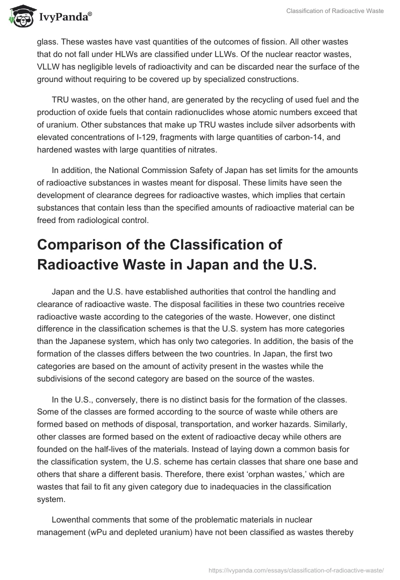 Classification of Radioactive Waste. Page 4