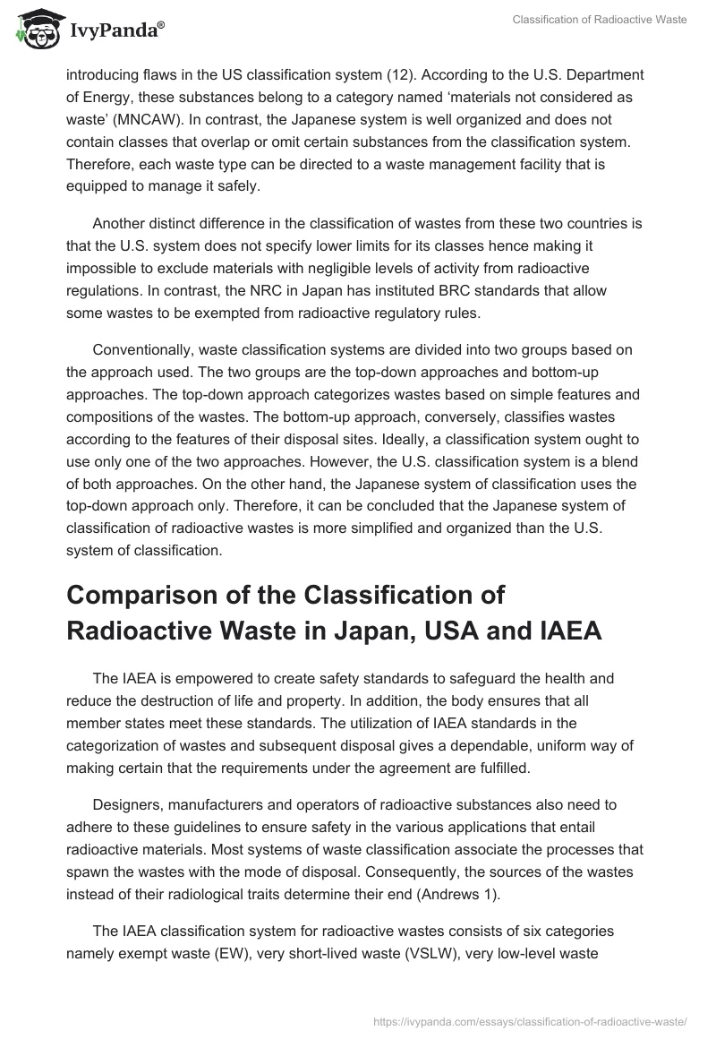 Classification of Radioactive Waste. Page 5