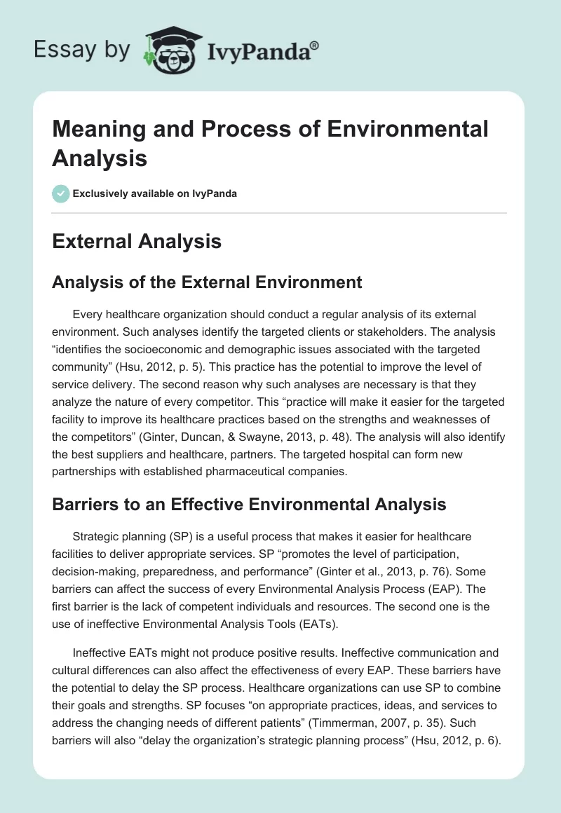 Meaning and Process of Environmental Analysis. Page 1