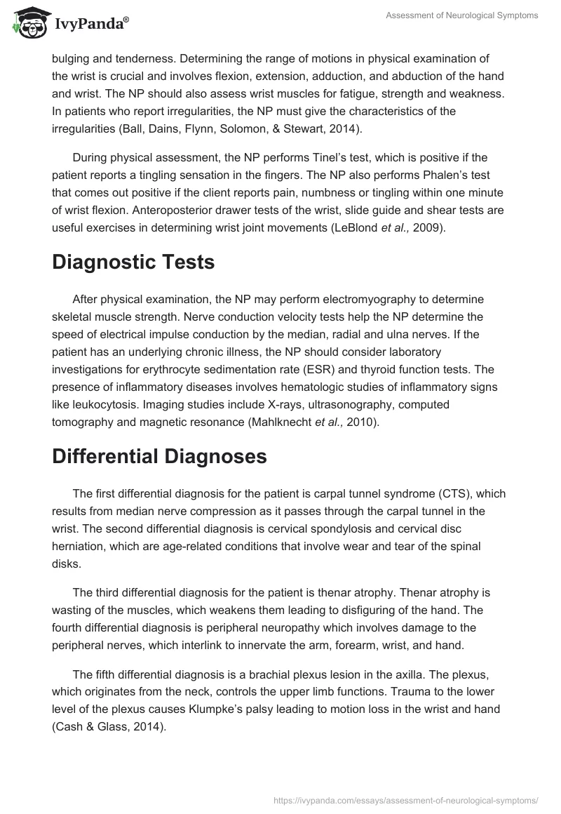 Assessment of Neurological Symptoms. Page 2