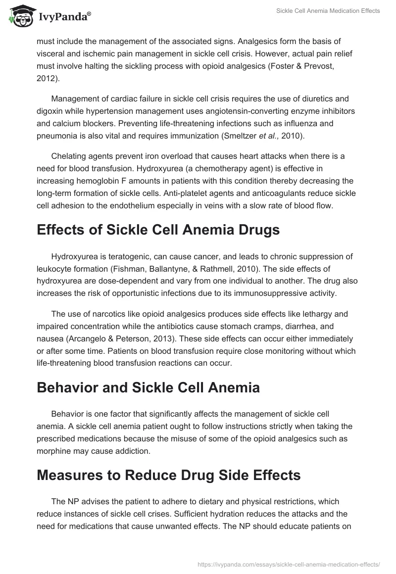 Sickle Cell Anemia Medication Effects. Page 2
