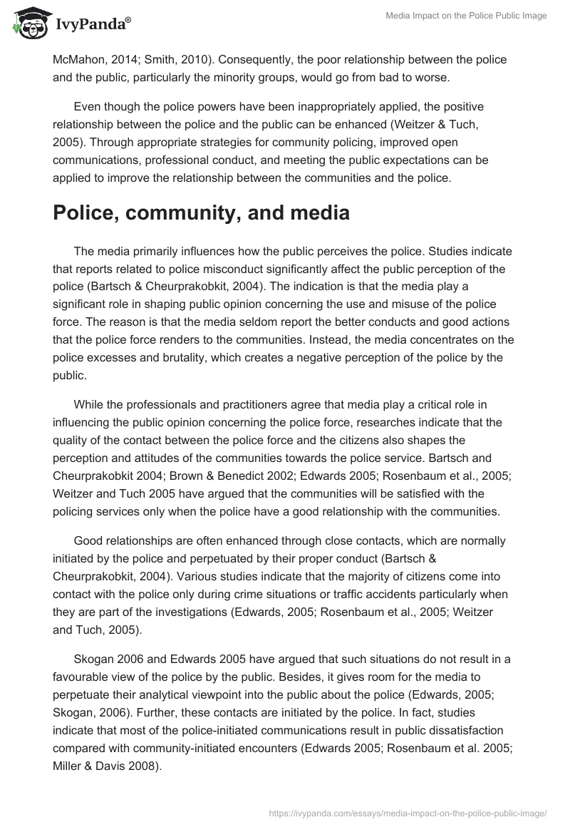 Media Impact on the Police Public Image. Page 2
