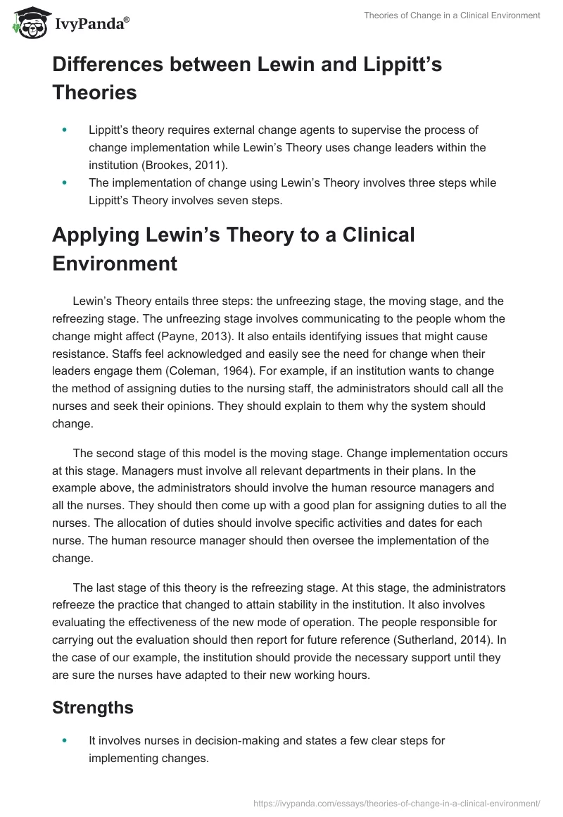 Theories of Change in a Clinical Environment. Page 2