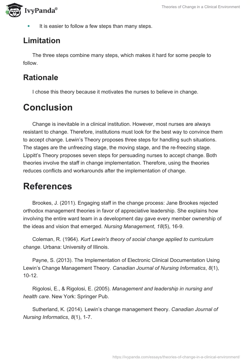 Theories of Change in a Clinical Environment. Page 3