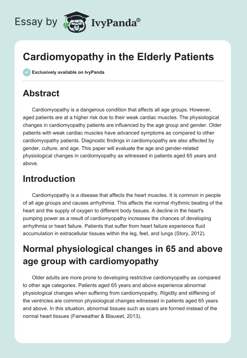 Cardiomyopathy in the Elderly Patients. Page 1
