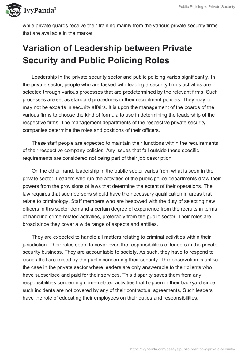 Public Policing v. Private Security. Page 2