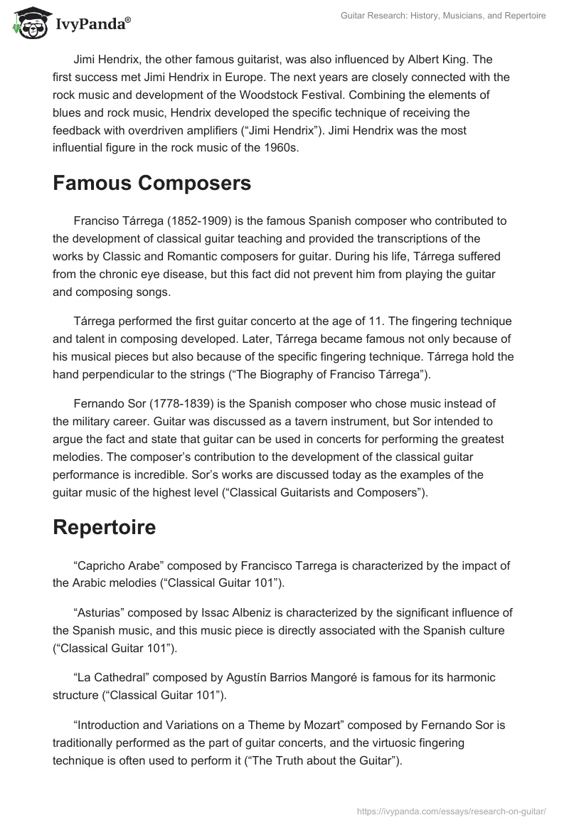 Guitar Research: History, Musicians, and Repertoire. Page 2