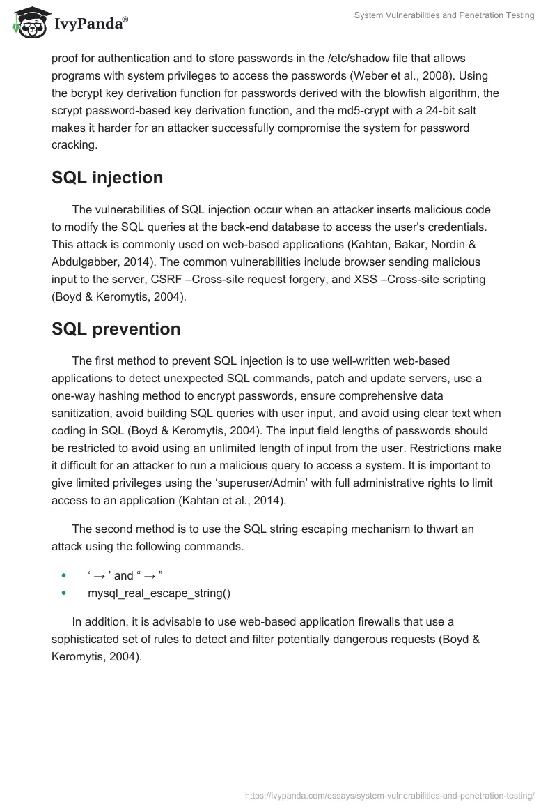 System Vulnerabilities and Penetration Testing. Page 2