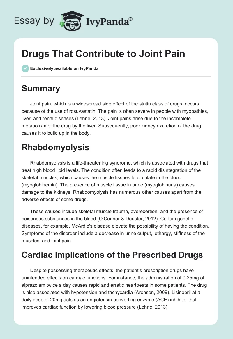 Drugs That Contribute to Joint Pain. Page 1