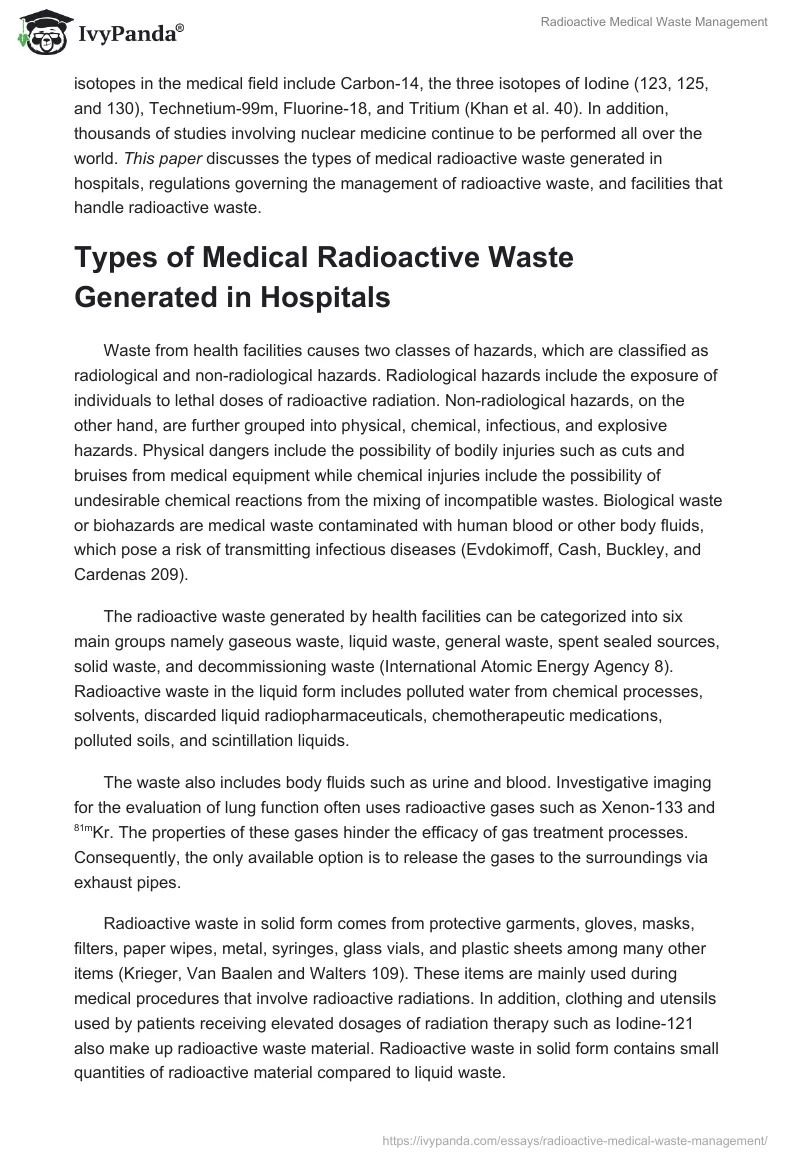 Radioactive Medical Waste Management. Page 2