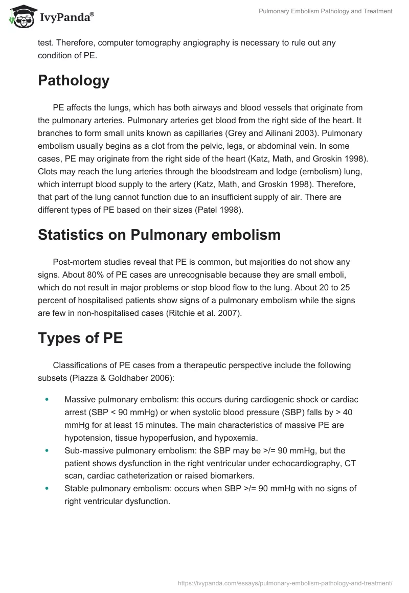 Pulmonary Embolism Pathology and Treatment. Page 2