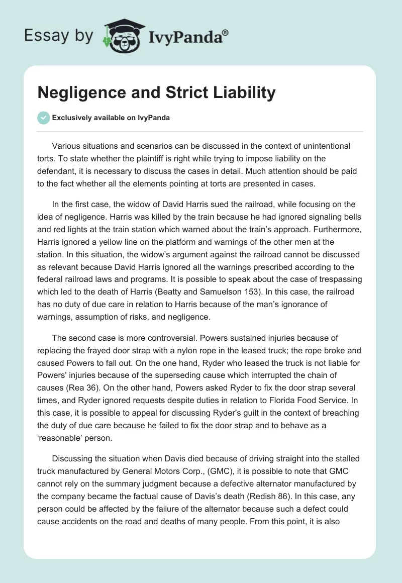 Negligence and Strict Liability. Page 1